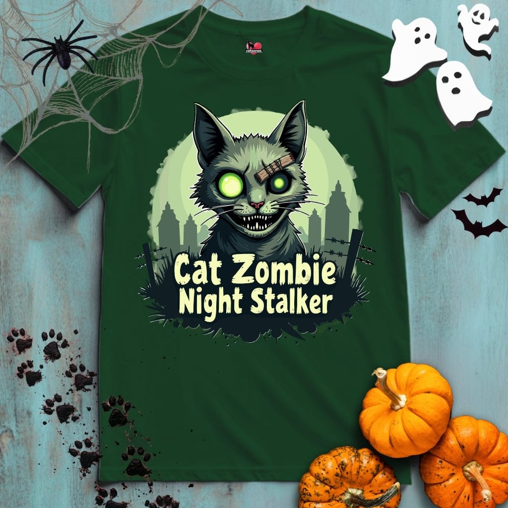 Printify T-Shirt Forest Green / S CAT ZOMBIE 👻 SPOOKY Season 🎃 HALLOWEEN Collection