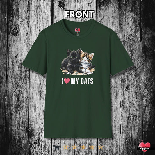 Printify T-Shirt Forest Green / S CUSTOM Cats 🩷 I LOVE my Cats