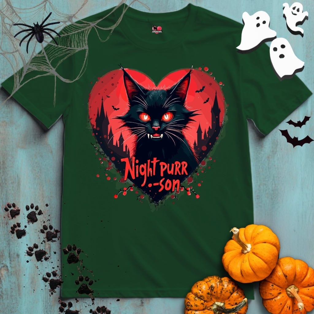 Printify T-Shirt Forest Green / S NIGHT PURR-SON 👻 SPOOKY Season 🎃 HALLOWEEN Collection