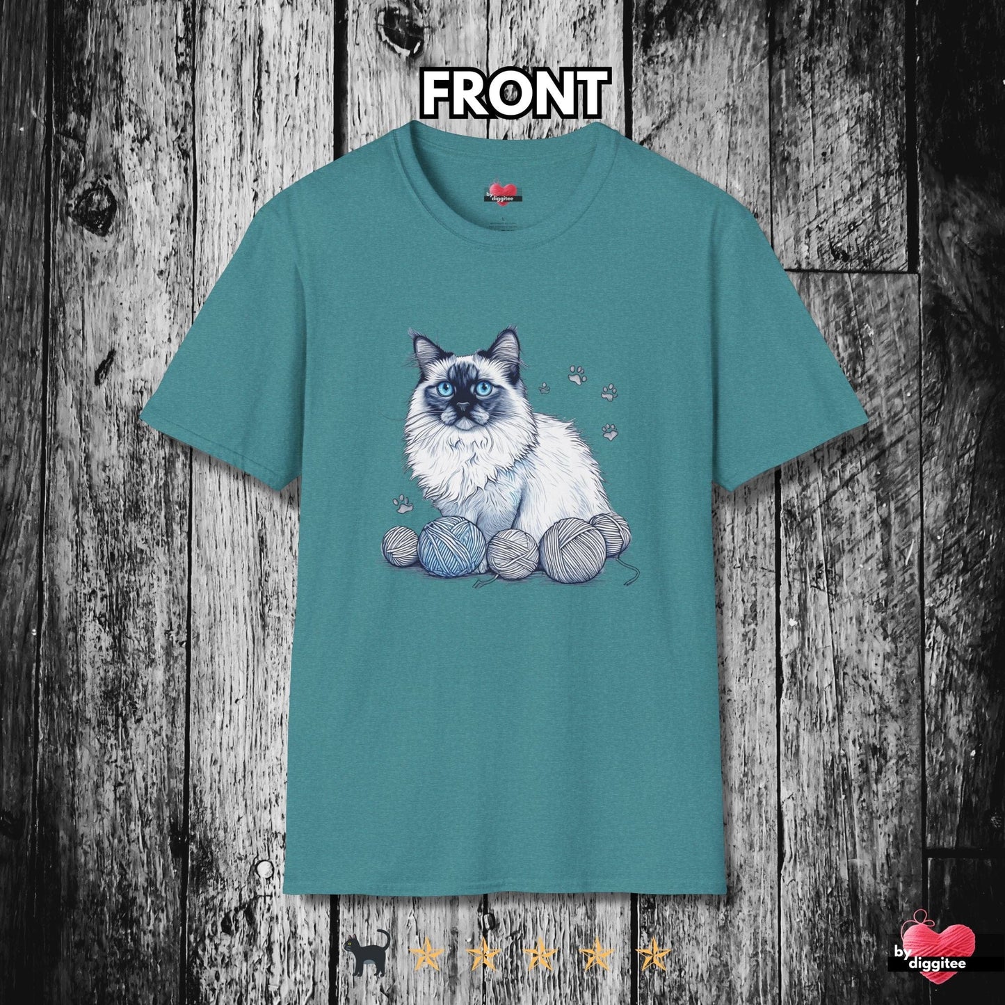 Printify T-Shirt Heather Galapagos Blue / S 🐈‍⬛ Pretty CATS 🐈 Yarns