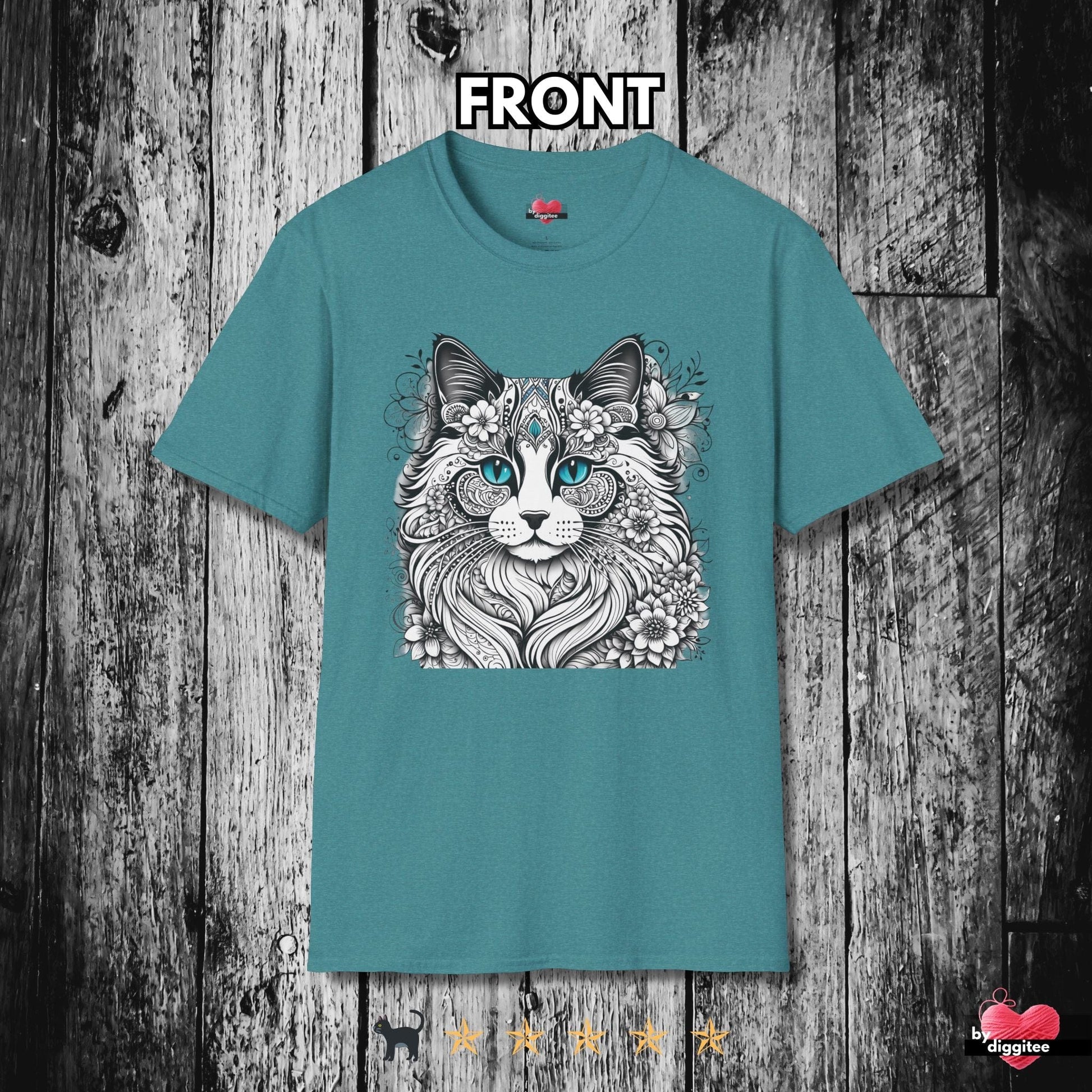 Printify T-Shirt Heather Galapagos Blue / S 🐈‍⬛ Pretty CATS 🐈 Zen