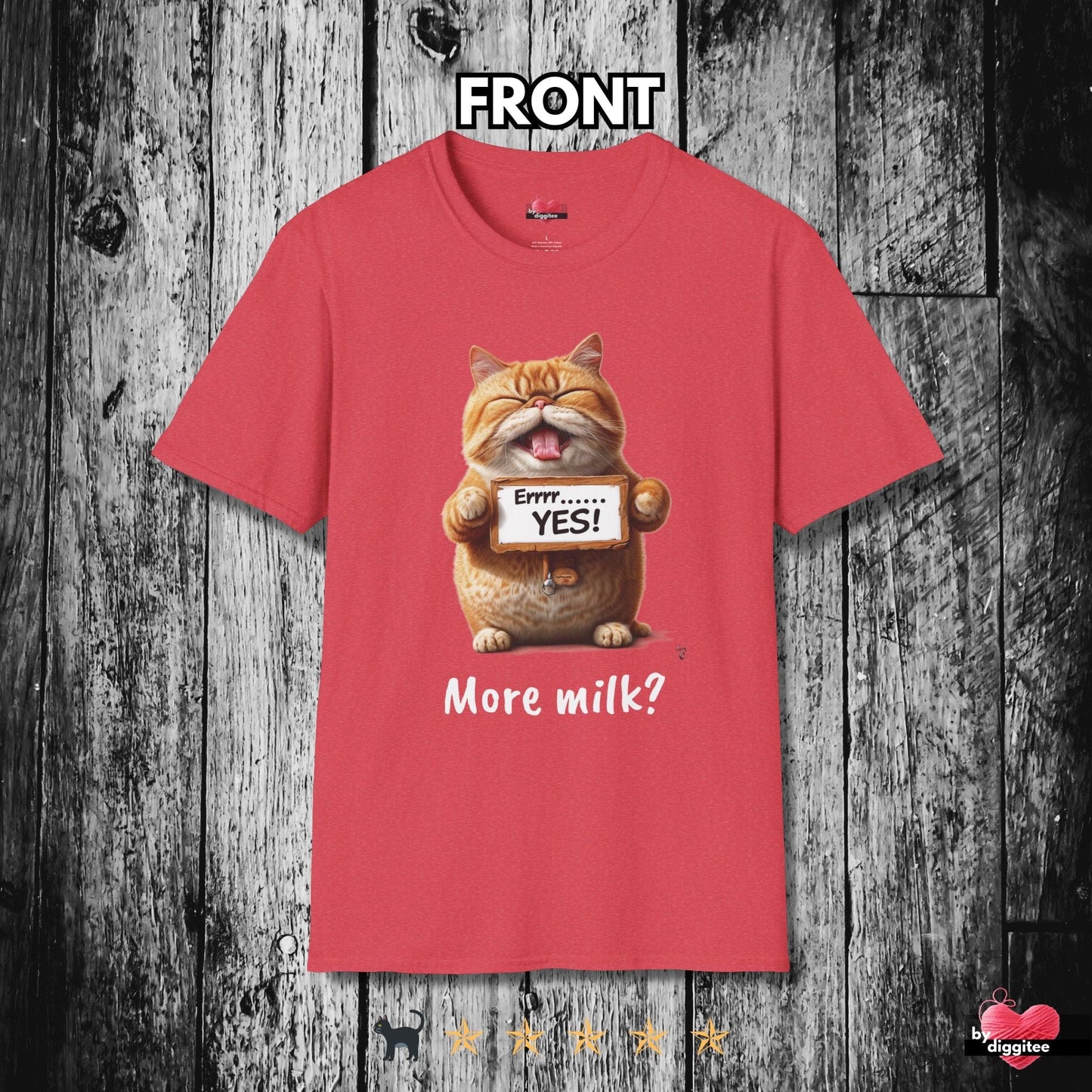 Printify T-Shirt Heather Red / S Funny CATS 🐈‍⬛ More MILK?