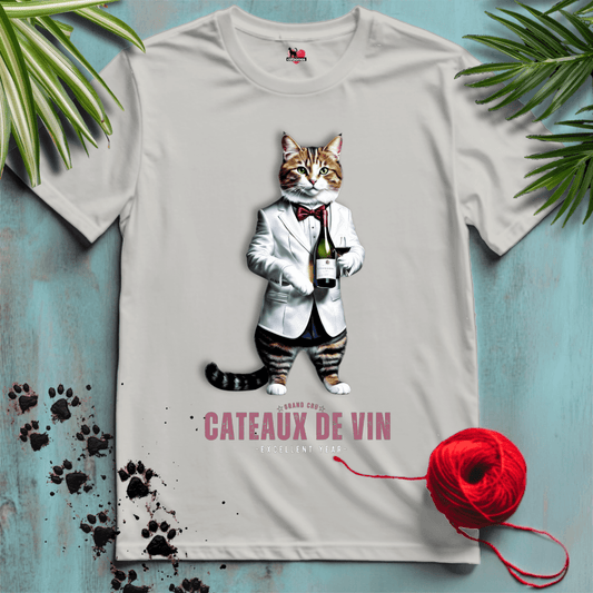 Printify T-Shirt Ice Grey / S CATEAUX-DE-VIN 🍷 WINE SOMMELIER CAT | Lifestyle Cats Collection