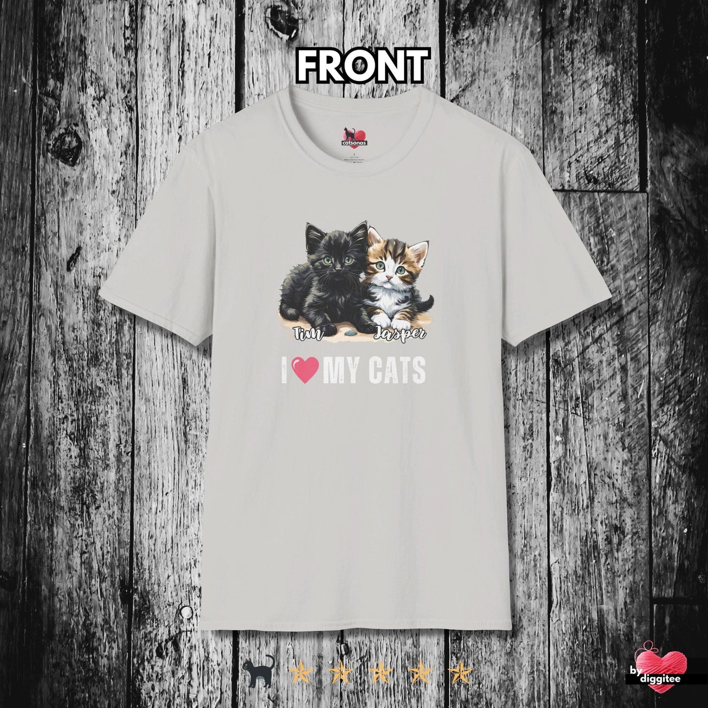 Printify T-Shirt Ice Grey / S CUSTOM Cats 🩷 I LOVE my Cats