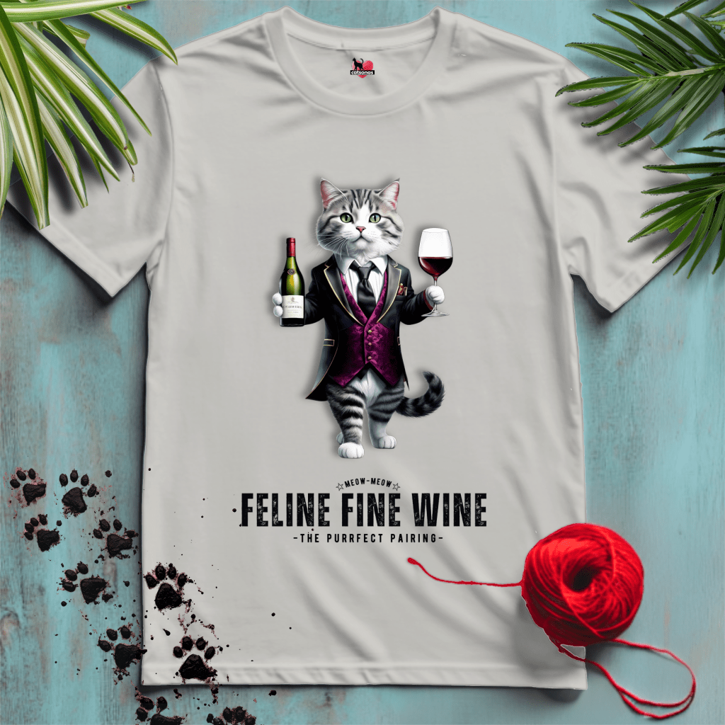 Printify T-Shirt Ice Grey / S FEILNE-FINE-WINE-WHITE-2-CATSONAS-WINE_e2e86f4d-25f0-4e74-acb5-2e69d8c34e58