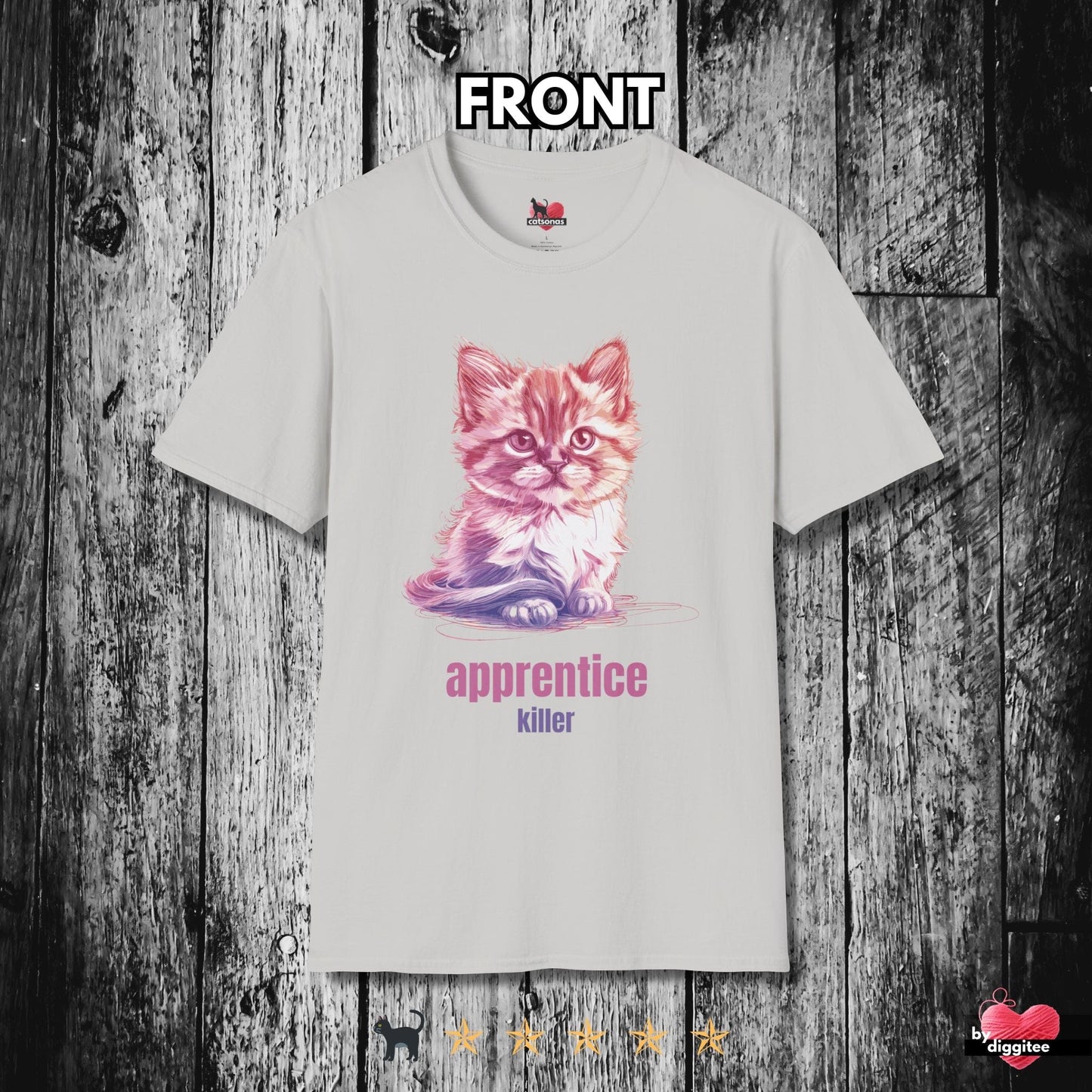 Printify T-Shirt Ice Grey / S Funny CATS 🐈‍⬛ Killer Kitty