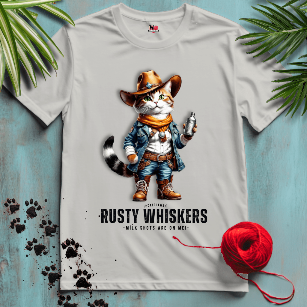 Printify T-Shirt Ice Grey / S RUSTY-WHISKERS 🤠 WESTERN-COWBOY | Wild West Cats Collection