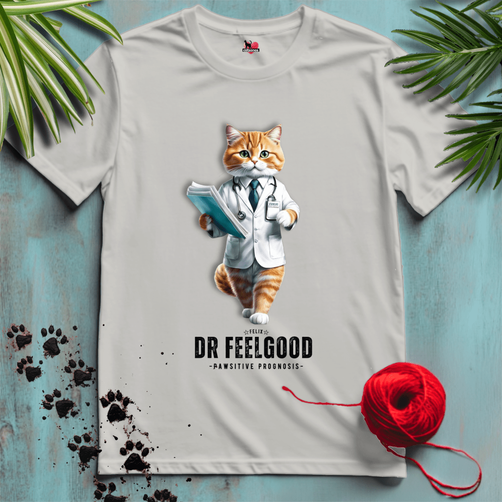 Printify T-Shirt Ice Grey / XL CAT-DOCTOR 🚑 DR-FEELGOOD | Healthcare Cats Collection