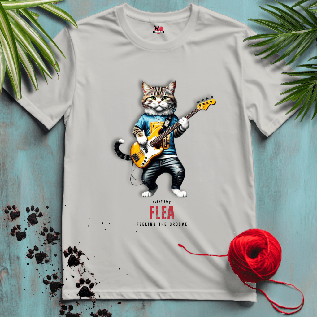 Printify T-Shirt Ice Grey / XL FLEA-THE-CAT 🤘 ROCK-THE-BASS | Music Cats Collection