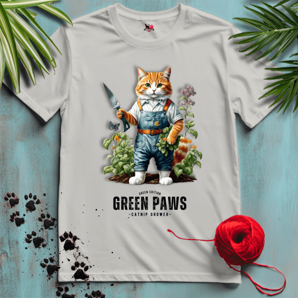 Printify T-Shirt Ice Grey / XL GREEN-PAWS 🪴 PLANT-LIFE | Lifestyle Cats Collection