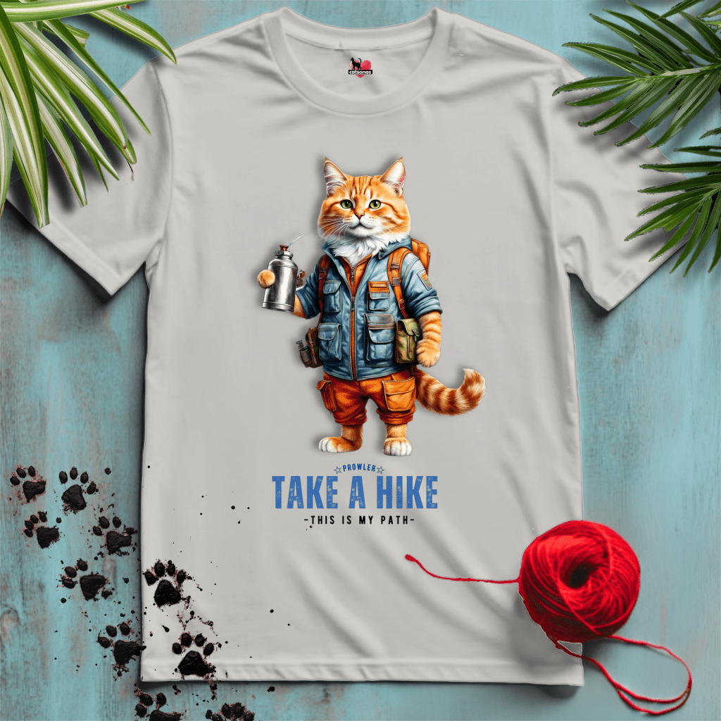 Printify T-Shirt Ice Grey / XL HIKER-CAT.🏕️ NATURE TRAILS | Adventure Cats Collection