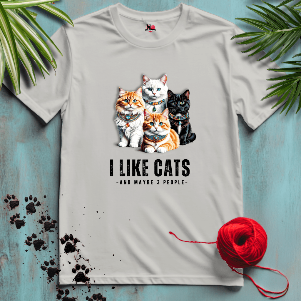 Printify T-Shirt Ice Grey / XL I-LIKE-CATS 😻➕ 3-PEOPLE | Funny Cats Collection