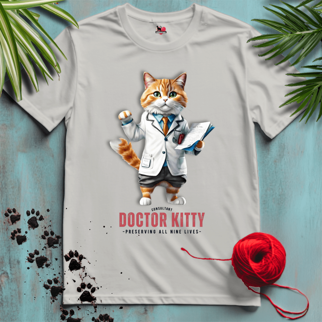 Printify T-Shirt Ice Grey / XL KITTY-DOCTOR 🩺 PHYSICIAN | Healthcare Cats Collection