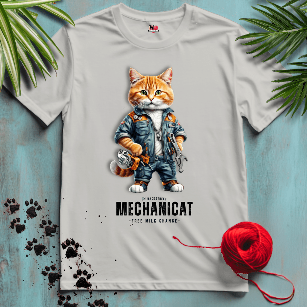 Printify T-Shirt Ice Grey / XL MECHANICAT 🧰 CAR-MECHANIC-CUTE | Working Cats Collection