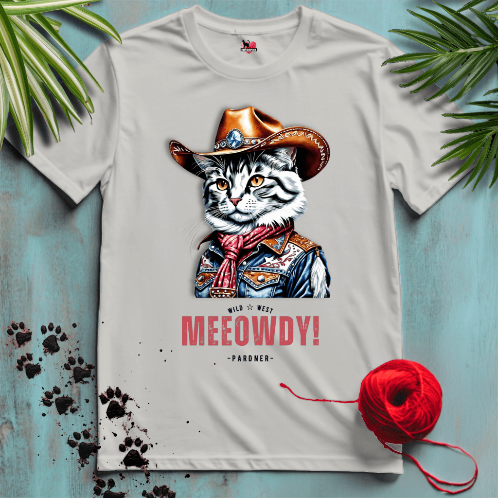 Printify T-Shirt Ice Grey / XL MEEOWDY-CAT 🤠 COWGIRL | Wild West Cats Collection