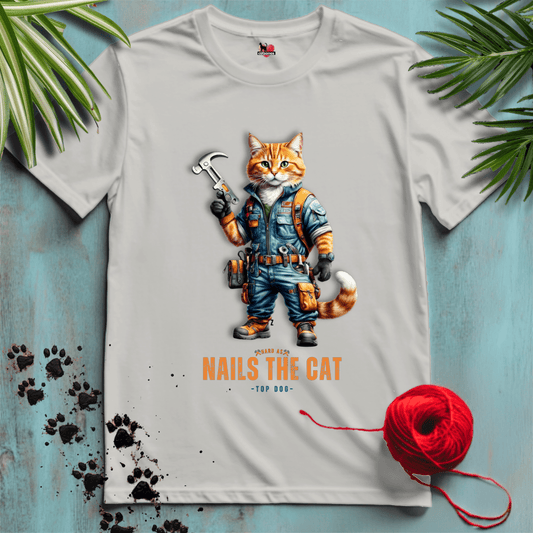 Printify T-Shirt Ice Grey / XL NAILS-THE-CAT 🛠️ WORKER | Working Cats Collection