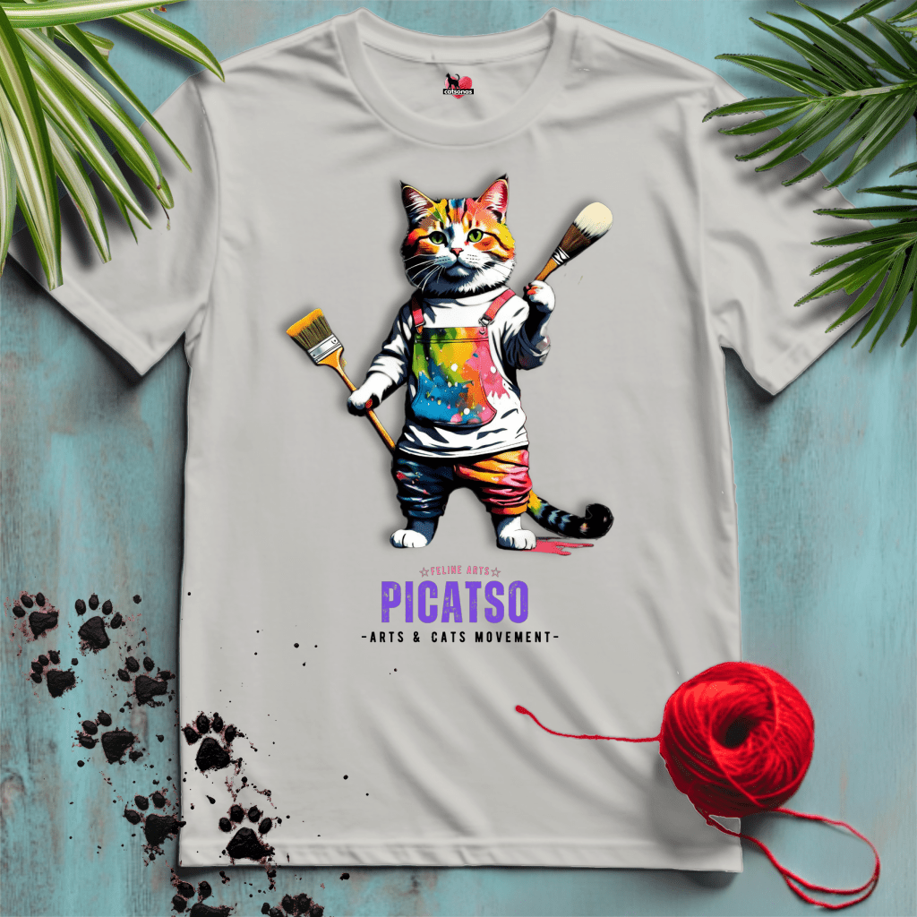 Printify T-Shirt Ice Grey / XL PICATSO 🎨 ARTIST-PAINTER | Artsy Cats Collection