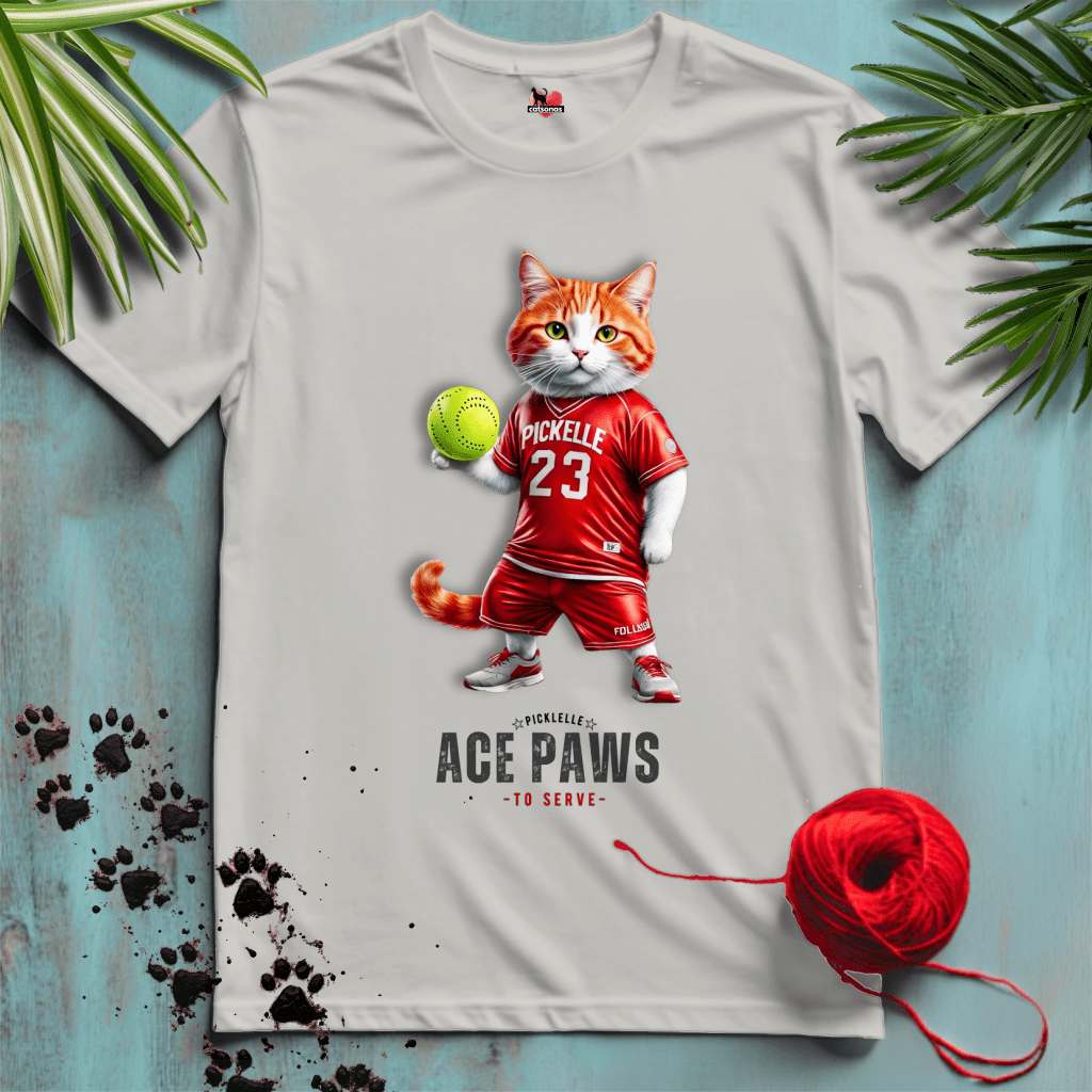 Printify T-Shirt Ice Grey / XL PICKELLE-BALL-CAT 🎾 ACE-SERVE | Sporty Cats Collection