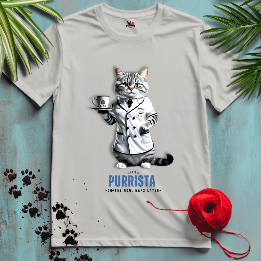 Printify T-Shirt Ice Grey / XL PURRISTA-CAT ☕️ COFFEE-CAFE | Foodie Cats Collection