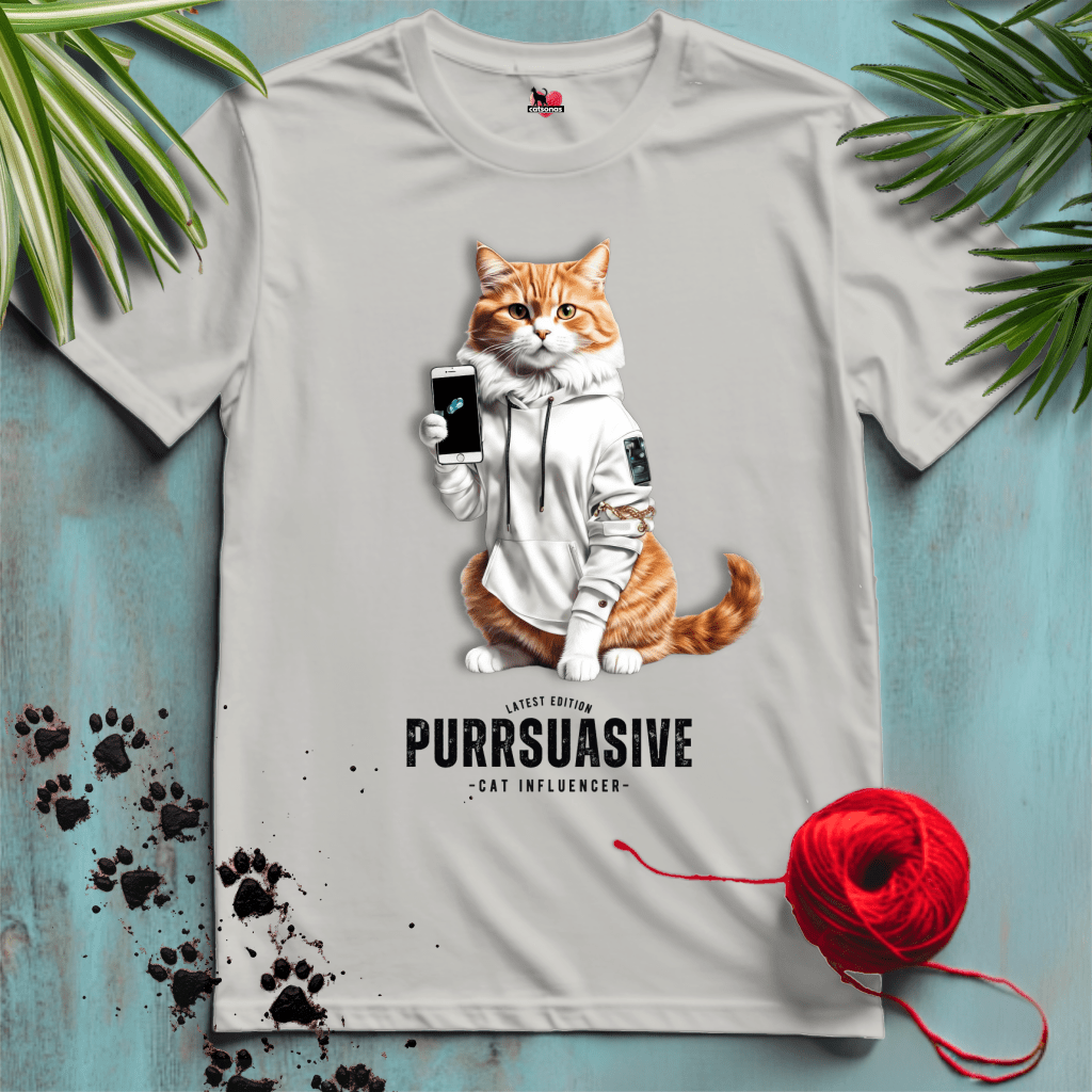 Printify T-Shirt Ice Grey / XL PURRSUASIVE-CAT 📲 INFLUENCER-SOCIAL-MEDIA | Smart Cats Collection