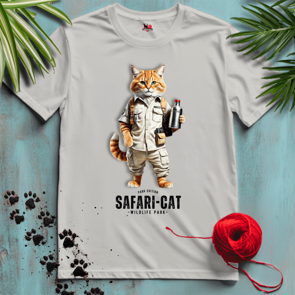 Printify T-Shirt Ice Grey / XL SAFARI-CAT 🦁 ON-SAFARI-PARK-ZOO | Adventure Cats Collection