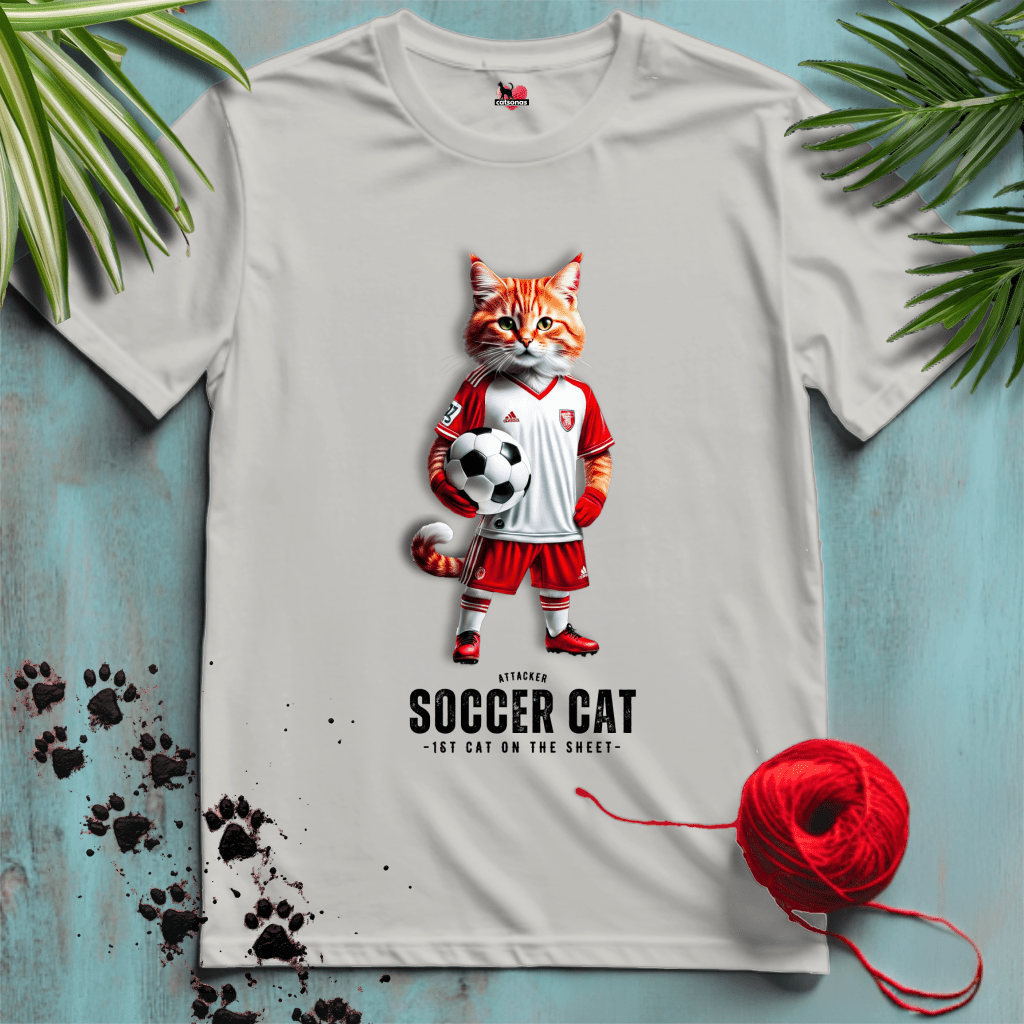 Printify T-Shirt Ice Grey / XL SOCCER-CAT ⚽️ ATTACK | Sporty Cats Collection