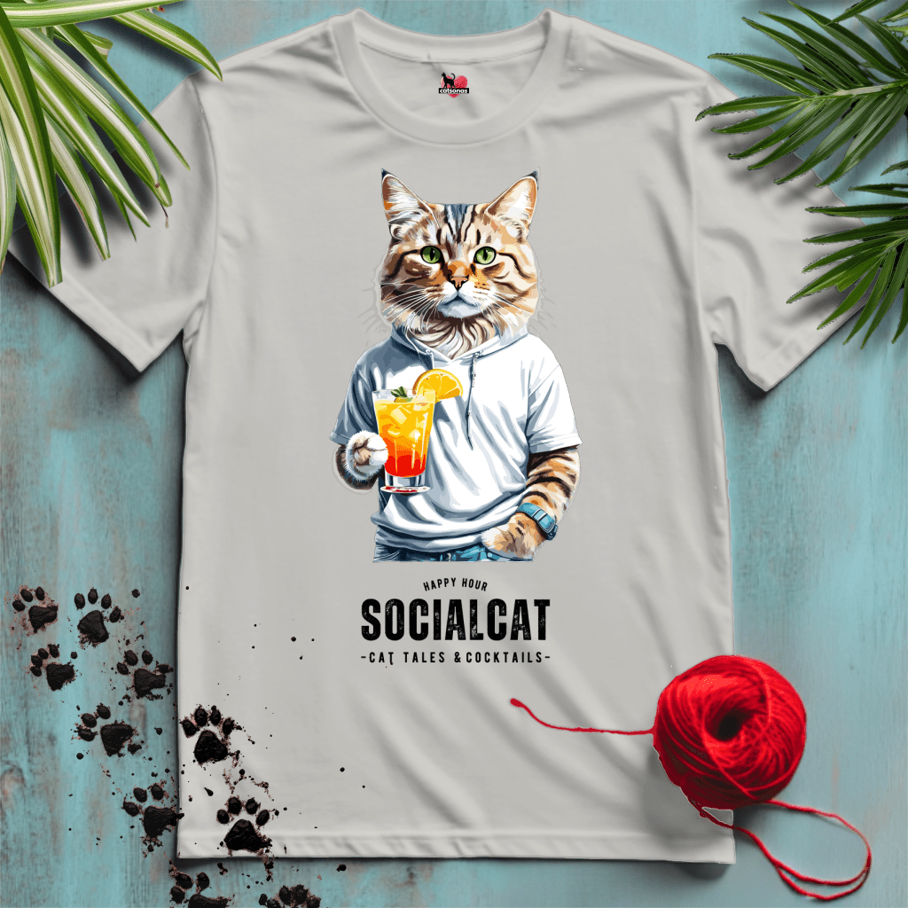 Printify T-Shirt Ice Grey / XL SOCIAL-CAT 🍹 LONG-TAILS | Lifestyle Cats Collection