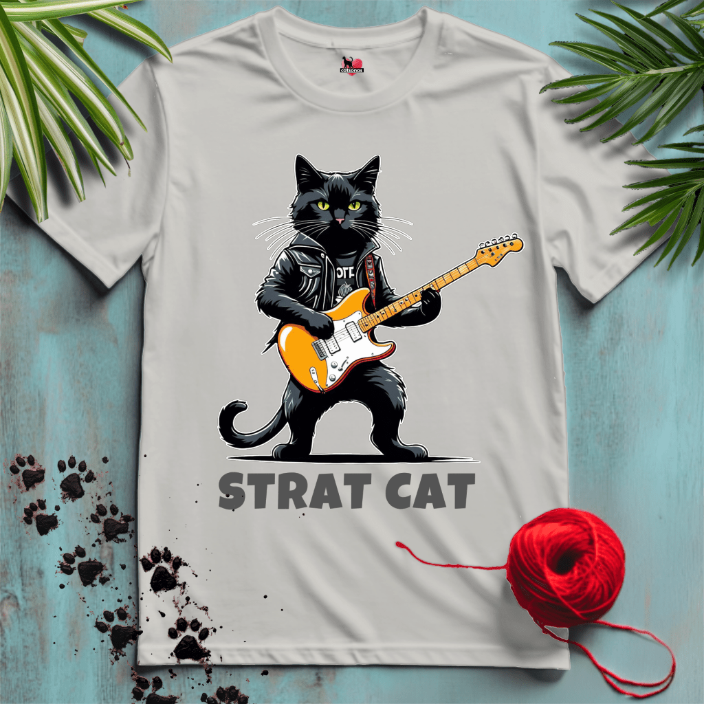 Printify T-Shirt Ice Grey / XL STRAT-CAT 🎸 MUSIC-GUITAR | Music Cats Collection