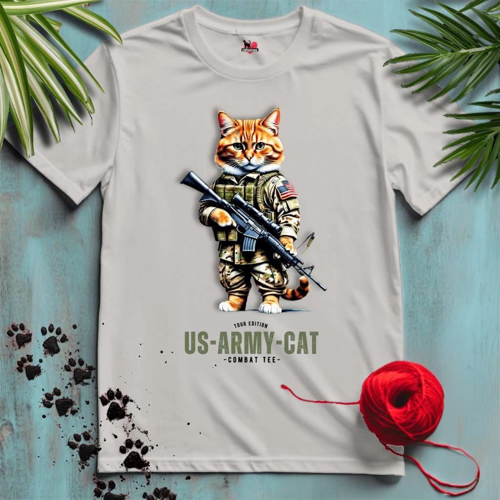 Printify T-Shirt Ice Grey / XL US-ARMY-CAT 🪖 ARMED-FORCES | Military Cats Collection