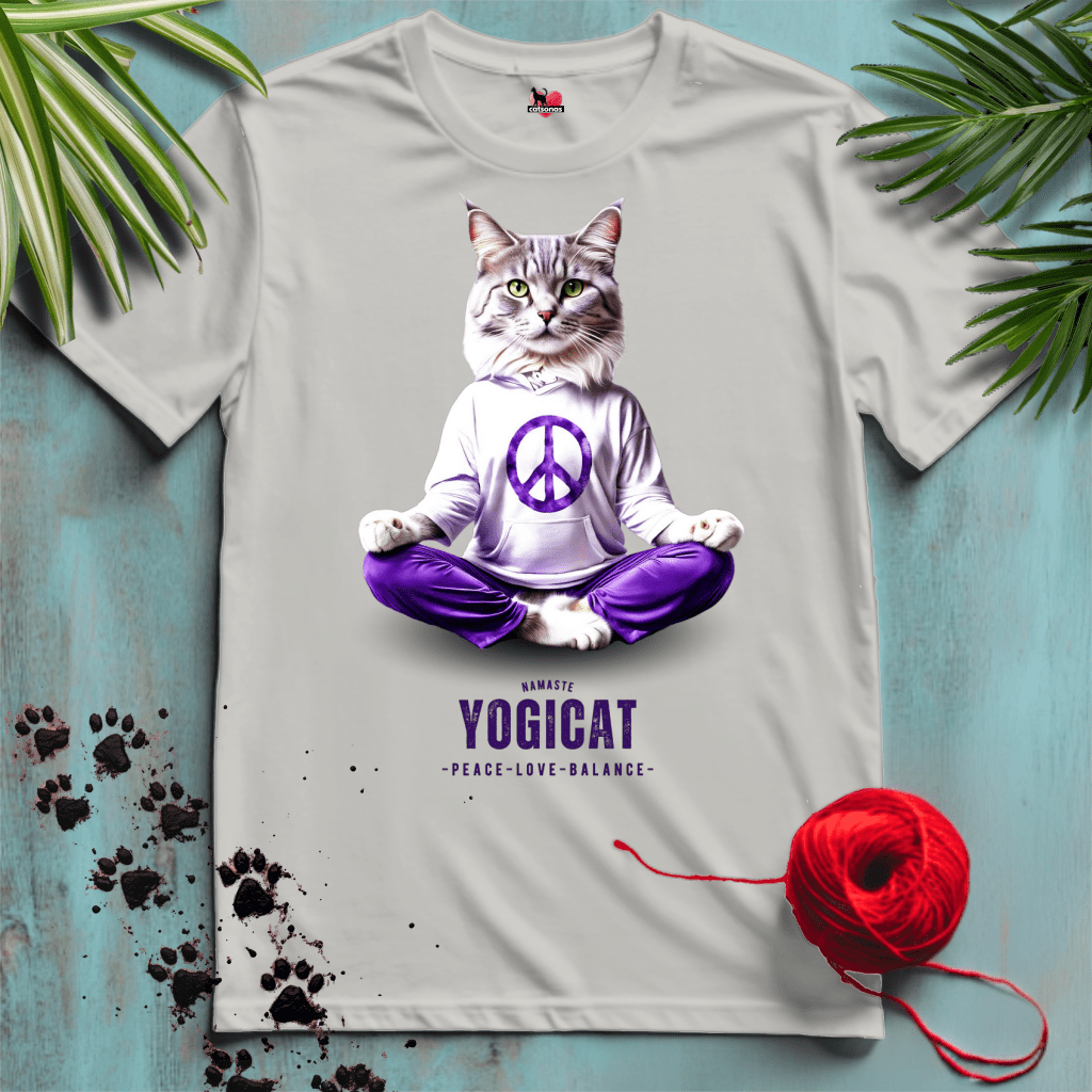 Printify T-Shirt Ice Grey / XL YOGI-CAT ☮️ PEACE | Lifestyle Cats Collection