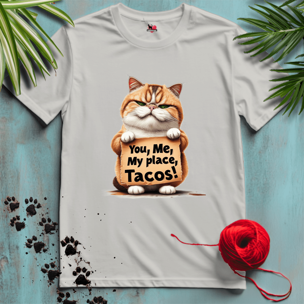 Printify T-Shirt Ice Grey / XL YOU-ME-TACOS 🏡 MY-PLACE | Foodie Cats Collection | Funny