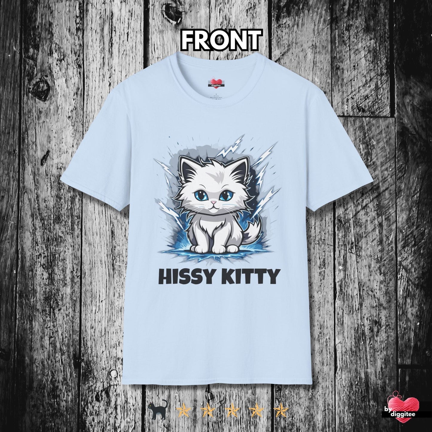 Printify T-Shirt Light Blue / S Funny CATS 🐈‍⬛ HISSY KITTY