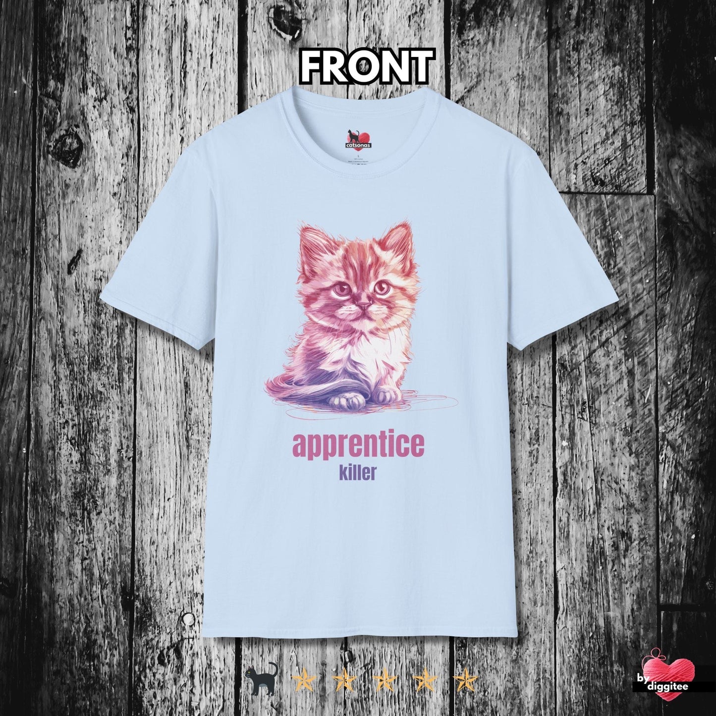 Printify T-Shirt Light Blue / S Funny CATS 🐈‍⬛ Killer Kitty