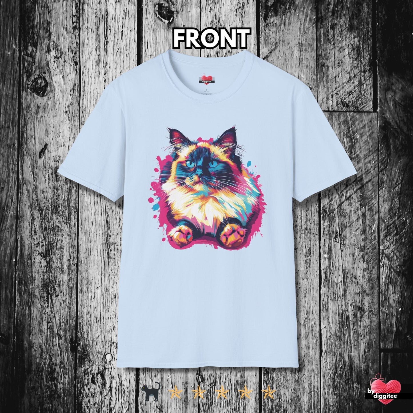 Printify T-Shirt Light Blue / S 🐈‍⬛ Pretty CATS 🐈 Fluffs