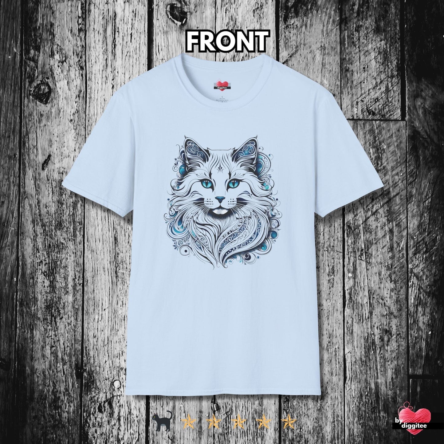 Printify T-Shirt Light Blue / S 🐈‍⬛ Pretty CATS 🐈 Fluffy