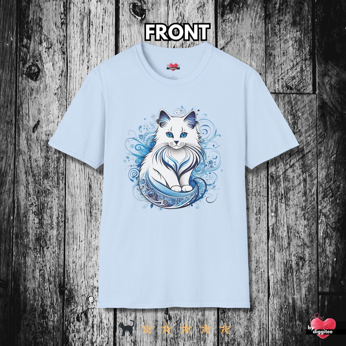 Printify T-Shirt Light Blue / S 🐈‍⬛ Pretty CATS 🐈 Kitty Tale