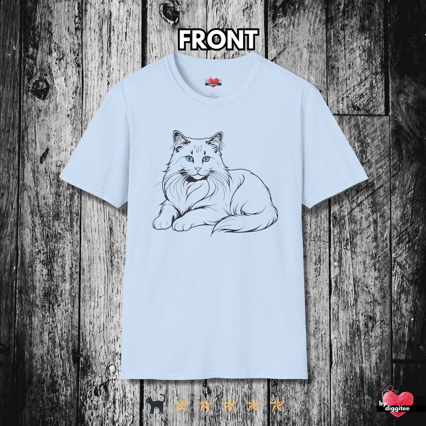 Printify T-Shirt Light Blue / S 🐈‍⬛ Pretty CATS 🐈 Purrfect Pose