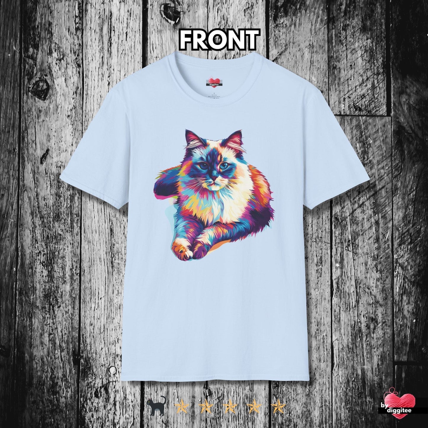 Printify T-Shirt Light Blue / S 🐈‍⬛ Pretty CATS 🐈 Technicolor