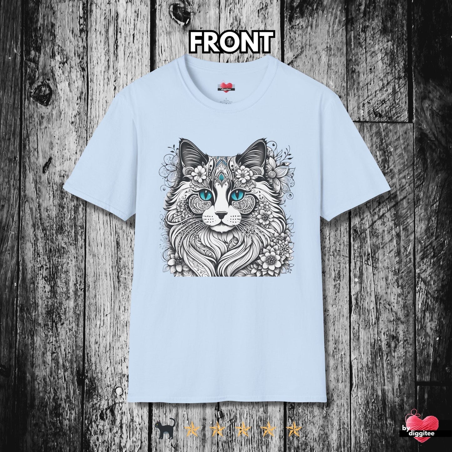 Printify T-Shirt Light Blue / S 🐈‍⬛ Pretty CATS 🐈 Zen