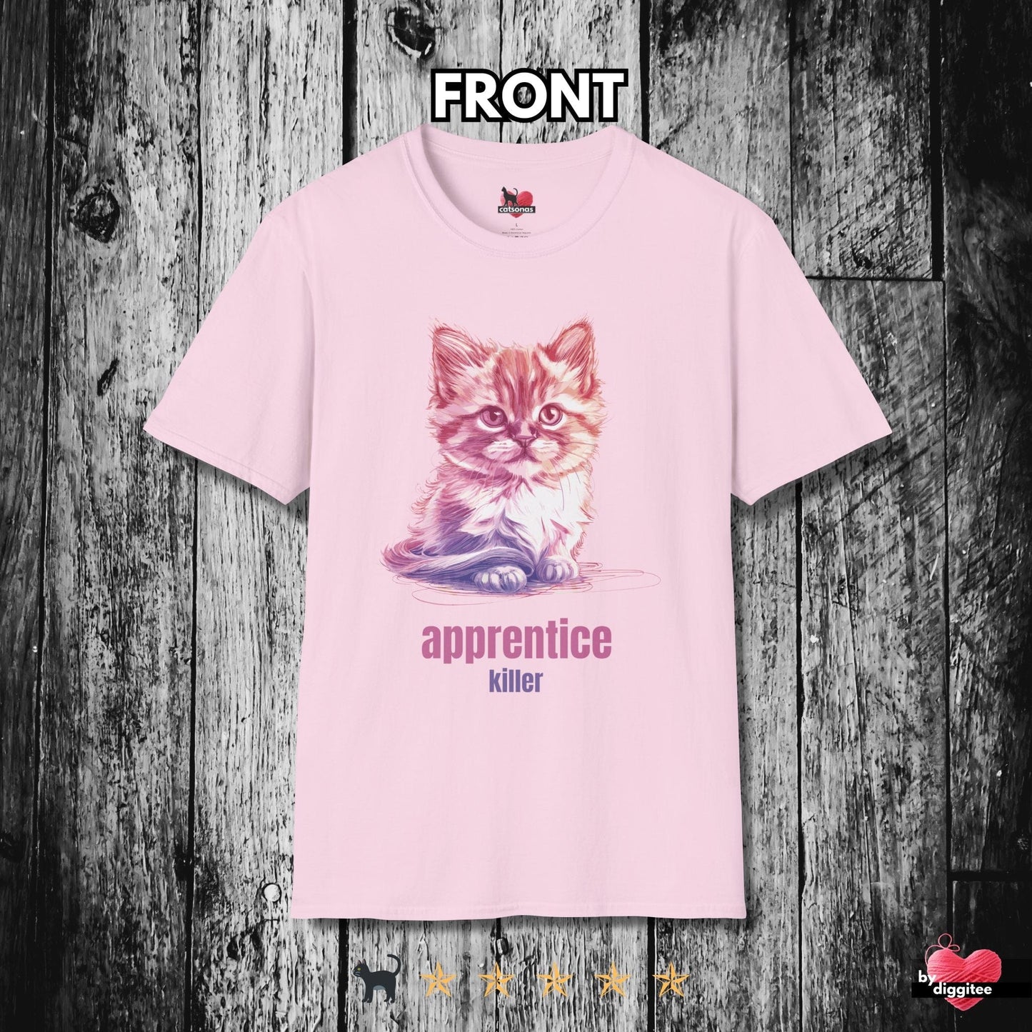 Printify T-Shirt Light Pink / S Funny CATS 🐈‍⬛ Killer Kitty