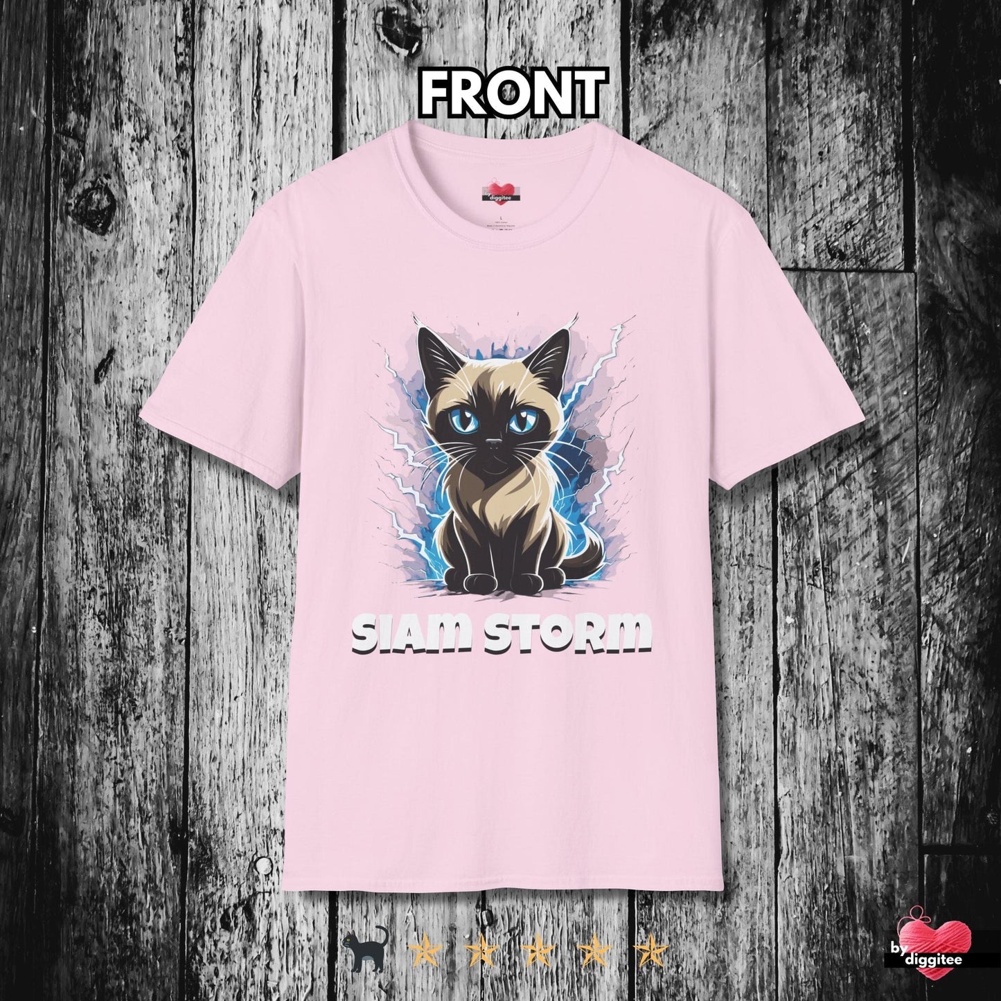 Printify T-Shirt Light Pink / S Funny CATS 🐈‍⬛ SIAM STORM