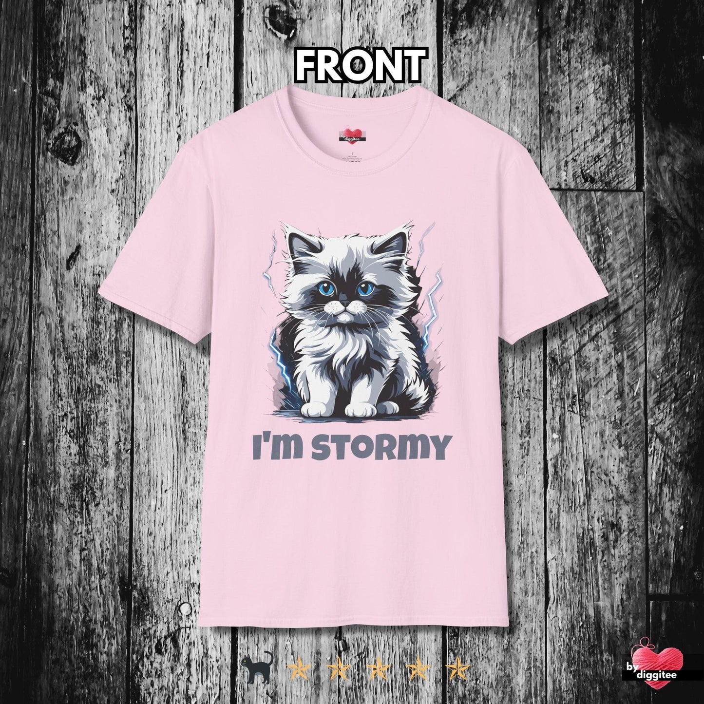 Printify T-Shirt Light Pink / S Funny CATS 🐈‍⬛ STORMY