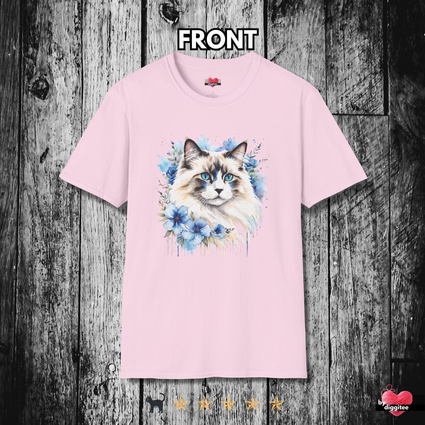 Printify T-Shirt Light Pink / S 🐈‍⬛ Pretty CATS  🐈  Water Color