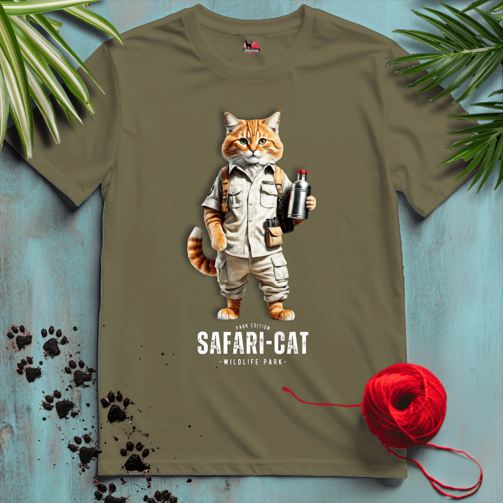 Printify T-Shirt Military Green / S SAFARI-BLACK-2-CATSONAS-ON-SAFARI-PARK-ZOO_9bc7e1a4-9ab7-483d-944e-a852d38b3675_4f0537bf-4746-4183-b184-a5b4afd9b58c