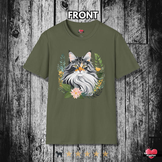 Printify T-Shirt Military Green / S The Maine CATS 🐈 Botanical