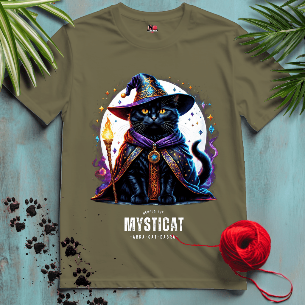 Printify T-Shirt Military Green / XL A-MYSTIC-CAT 🧙 MAGICAL-TAILS | Fantasy Cats Collection