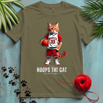 Printify T-Shirt Military Green / XL HOOPS-THE-CAT 🏀 BASKETBALL | Sporty Cats Collection