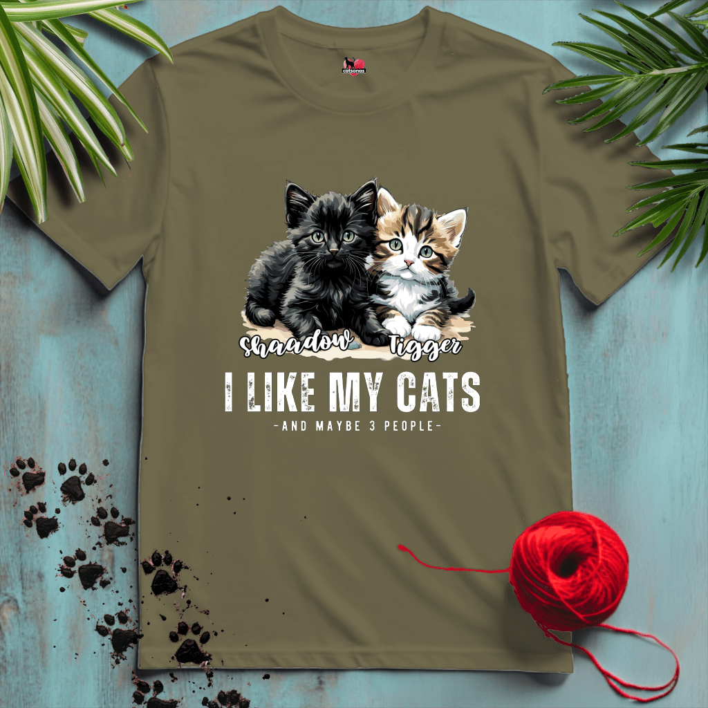 Printify T-Shirt Military Green / XL I-LIKE-MY-CATS 😻✚ 3 PEOPLE | Lifestyle Cats Collection