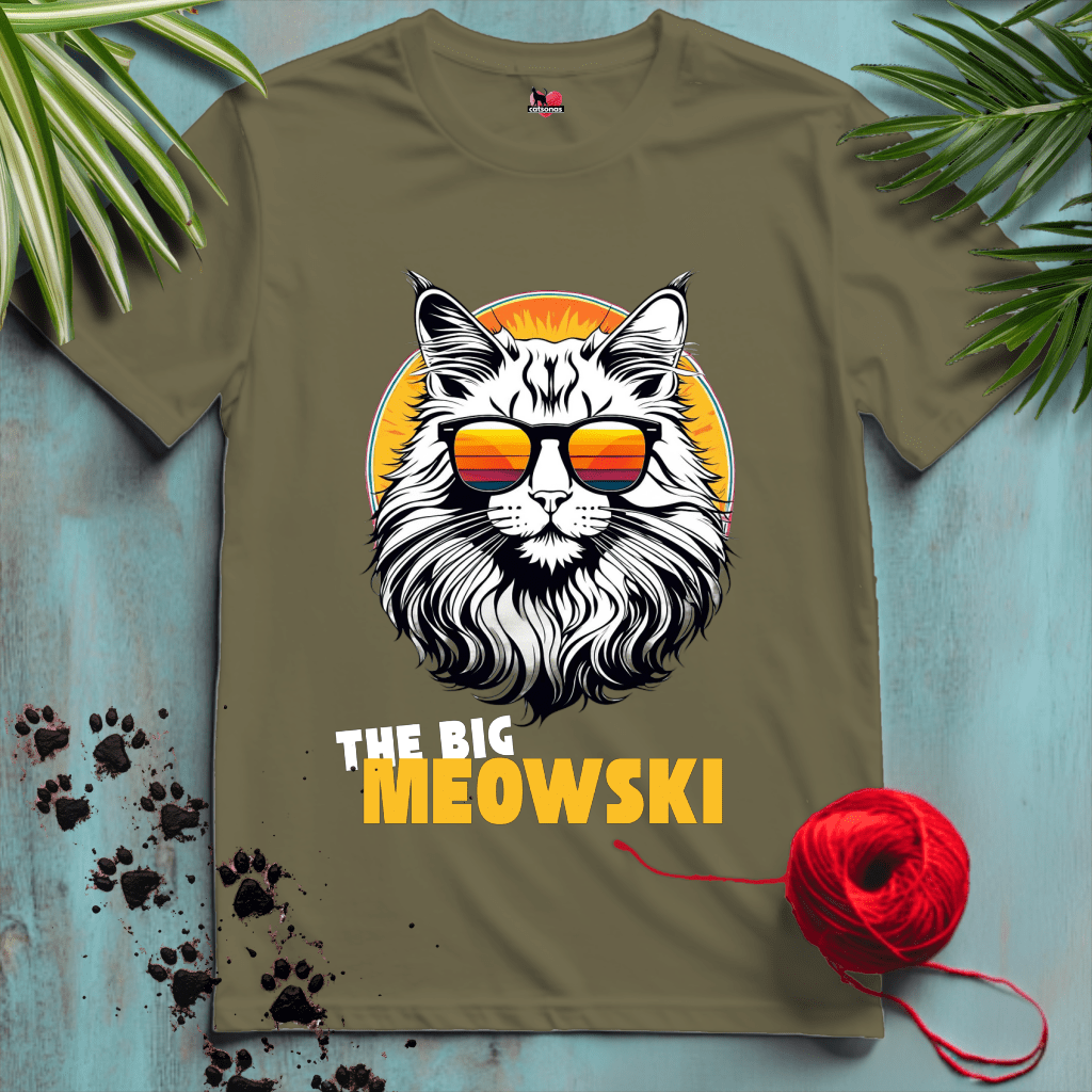 Printify T-Shirt Military Green / XL THE-BIG-MEOWSKI 😎 COOL-CHILL-VIBES | Lifestyle Cats Collection