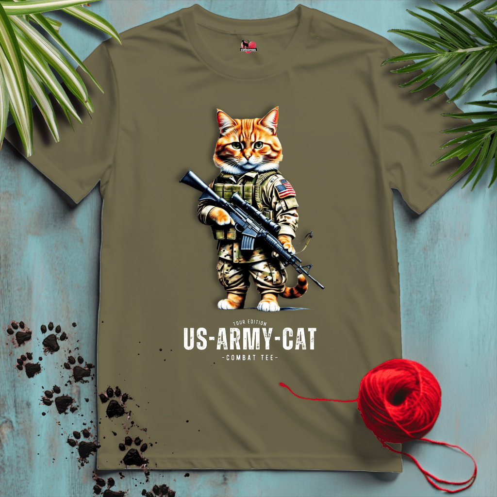 Printify T-Shirt Military Green / XL US-ARMY-CAT 🪖 ARMED-FORCES | Military Cats Collection